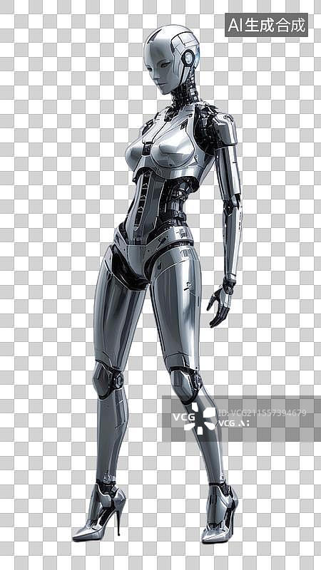 【AI数字艺术】银色金属人像机械姬图片素材