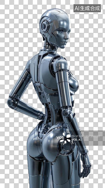 【AI数字艺术】银色金属人像机械姬图片素材