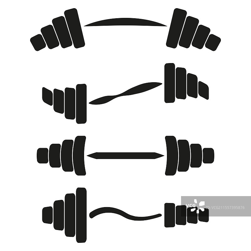 哑铃图标，弯曲杆形状的举重器械图片素材