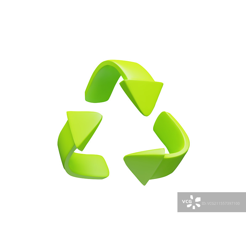 3D卡通塑料风格的回收标志图标图片素材