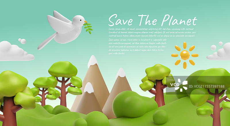 拯救地球的3D卡通横幅设计图片素材