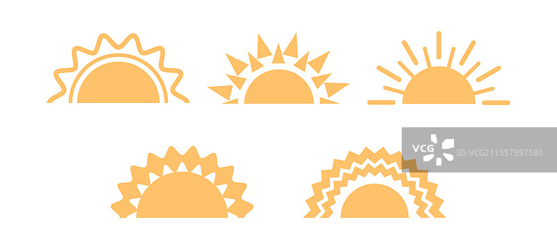 日出或日落，伴随直线和波浪形的光束图片素材