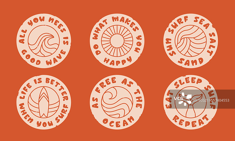 复古夏季冲浪徽章与线条图片素材