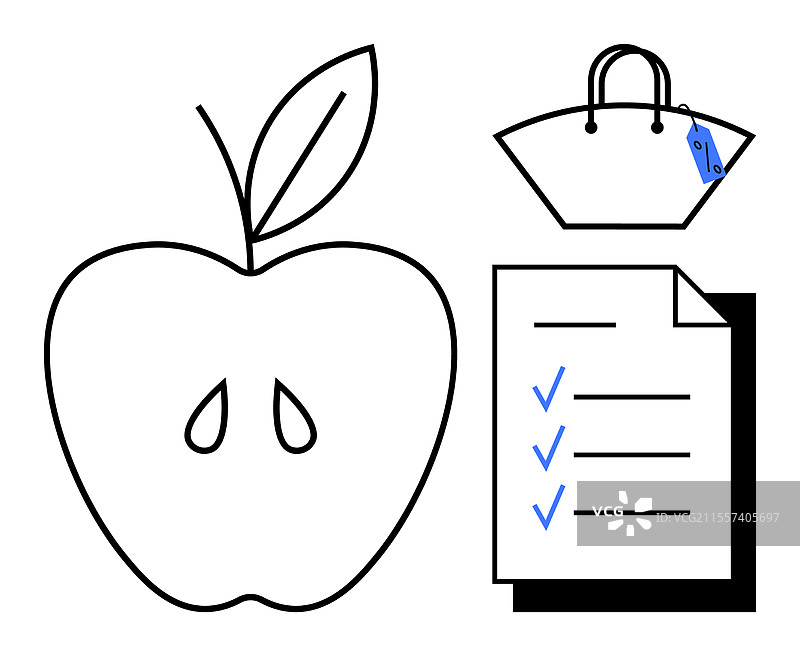 健康生活必需品 苹果购物袋图片素材