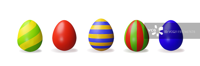 3D渲染彩色复活节彩蛋套装图片素材