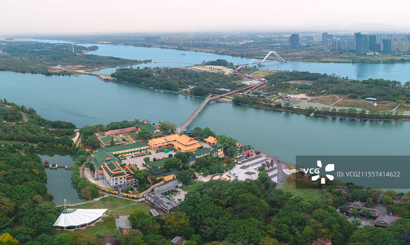 航拍衢州凤翔洲水文化公园图片素材