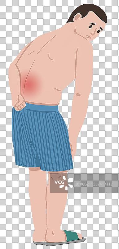 生理性身体疾病病痛腰椎腰疼病例生病弯腰腹部看病受伤伤痛痛苦情绪不安心理资讯插画图片素材