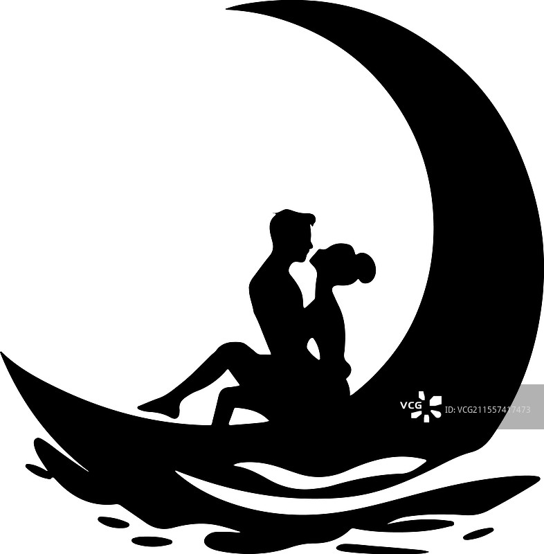 浪漫的船上剪影图片素材