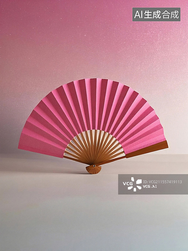 【AI数字艺术】粉色折扇优雅展示图片素材