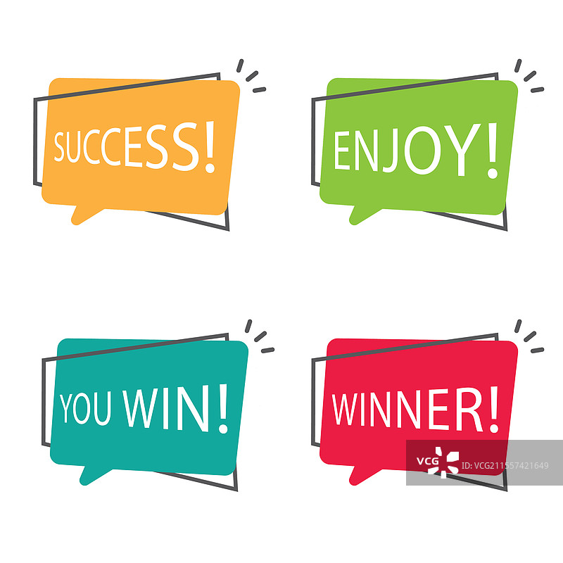 红色、绿色、橙色和红色的对话气泡图片素材