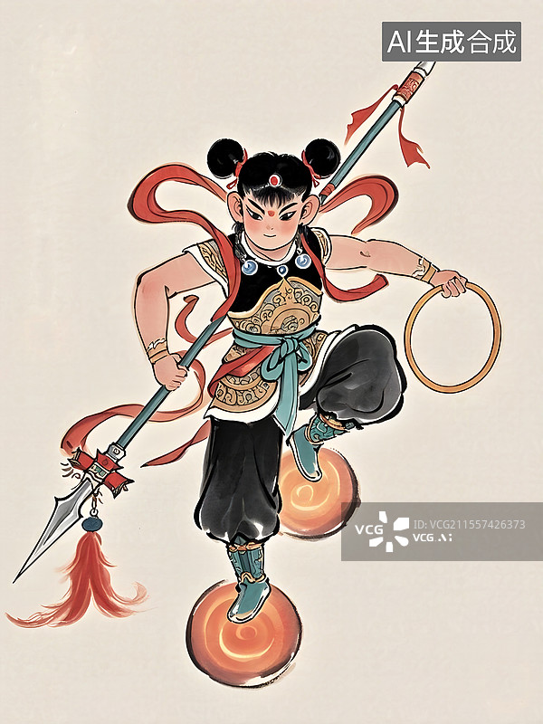 【AI数字艺术】中国神话故事，西游记，封神榜，哪咤图片素材