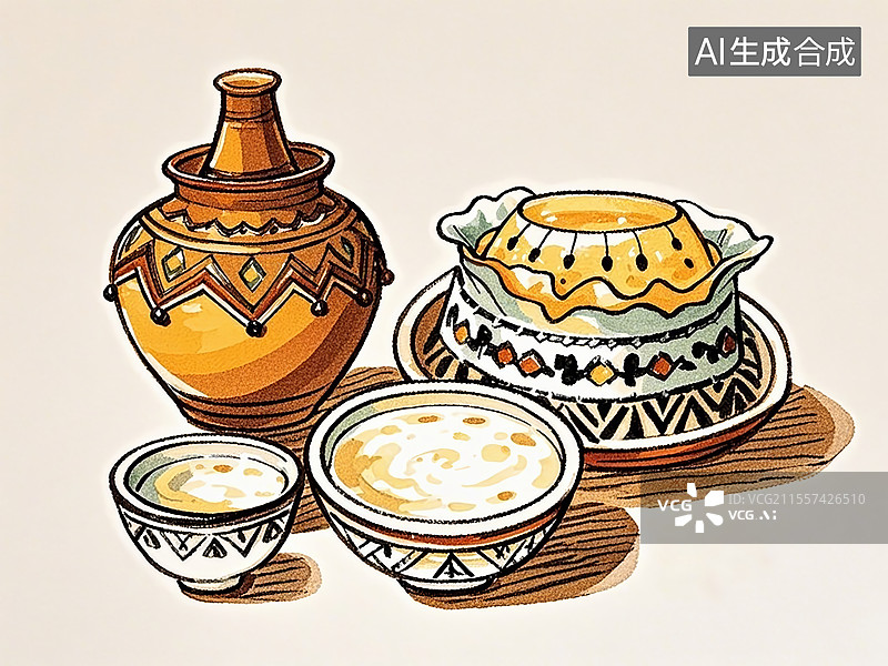 【AI数字艺术】柯尔克孜族马奶酒酿图片素材