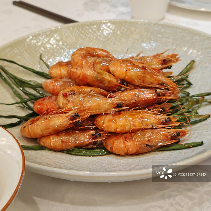 小葱油焖大虾图片素材