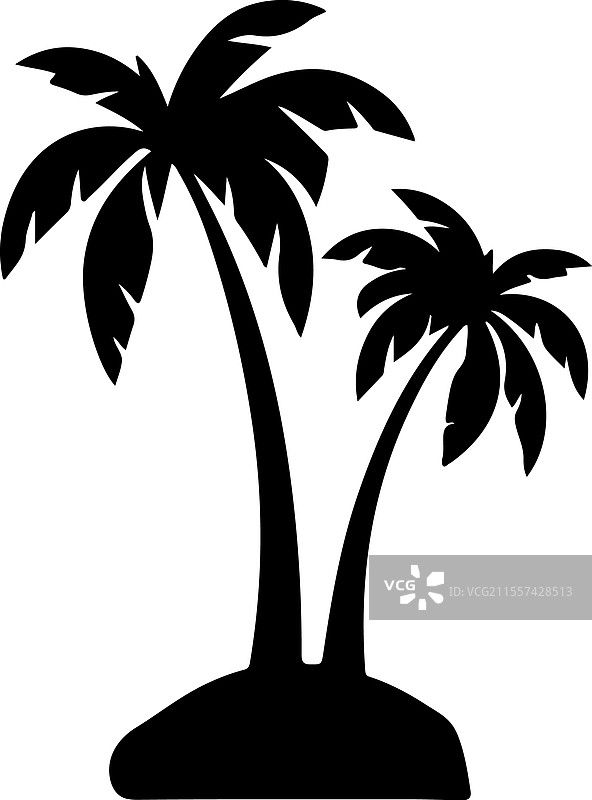 抽象线条的棕榈树图标，海滩标志形状图片素材