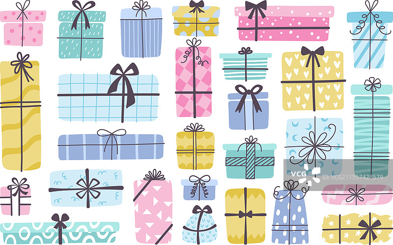 涂鸦礼品盒，带有蝴蝶结的礼物盒图片素材