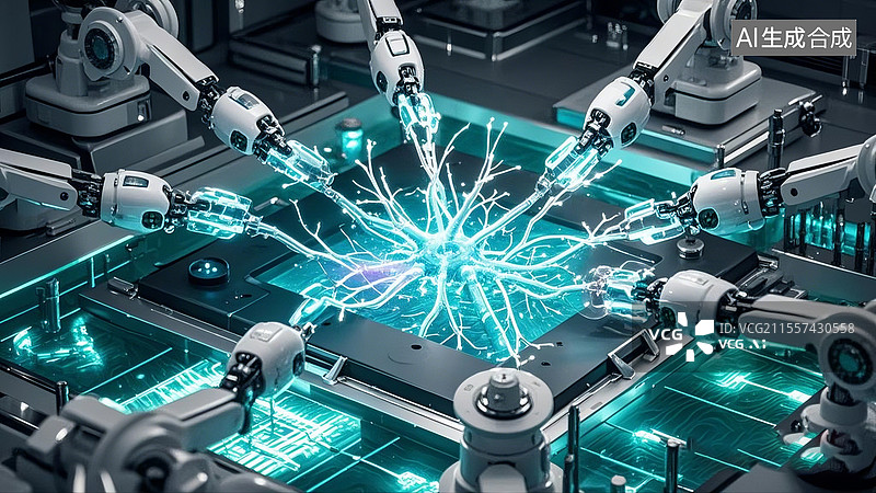 【AI数字艺术】生物芯神经元神经网络脑机概念图片素材