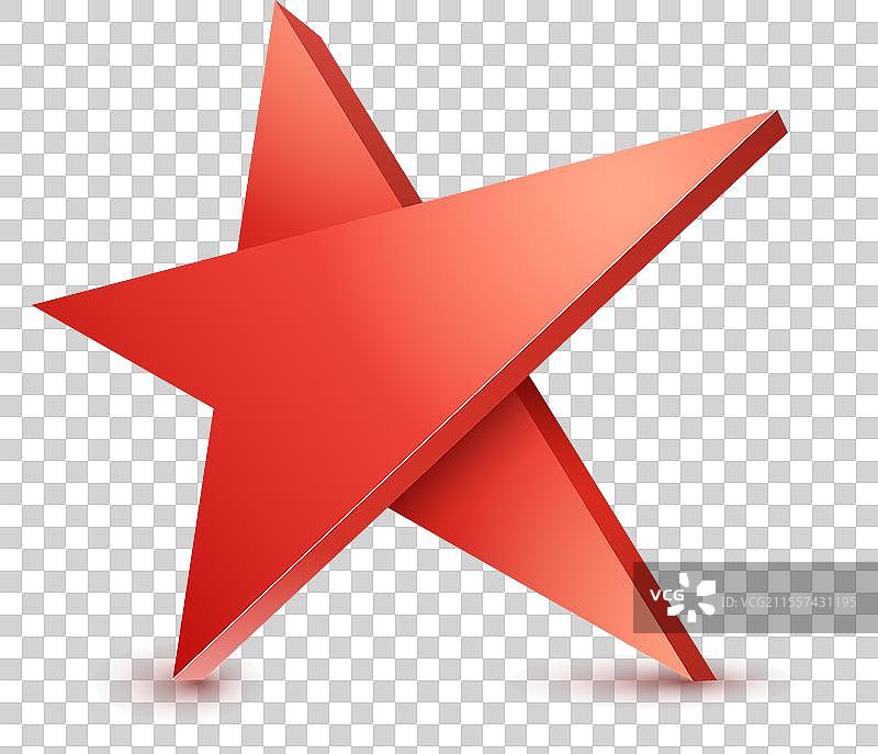 红色三维星星与金色三维星星，带有高光效果图片素材