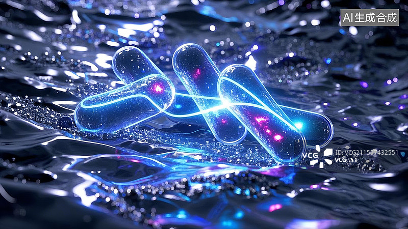 【AI数字艺术】生物工程显微镜下椭圆微生物图片素材