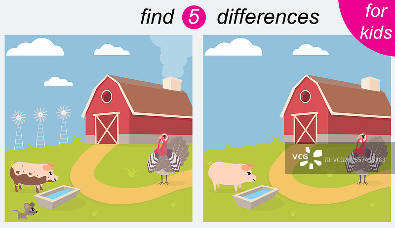 儿童逻辑谜题游戏，你需要找到5个。图片素材