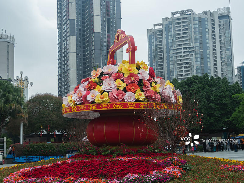 中国广东广州陈家祠广场大花篮装饰。图片素材