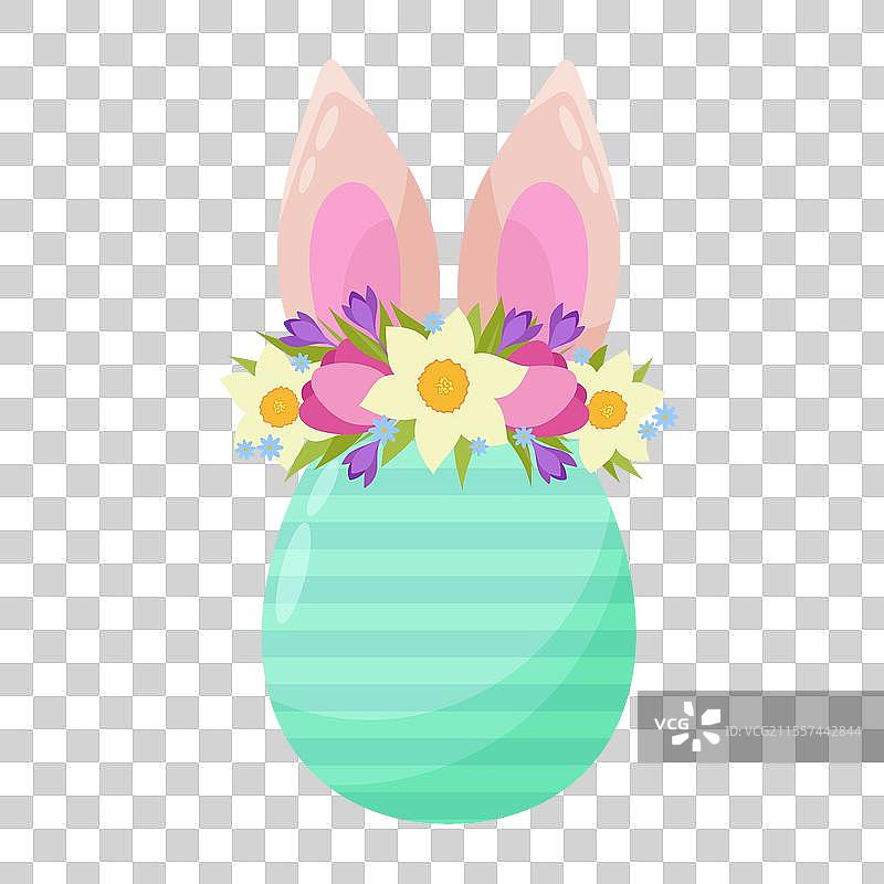 平面风格的兔耳复活节彩蛋图片素材