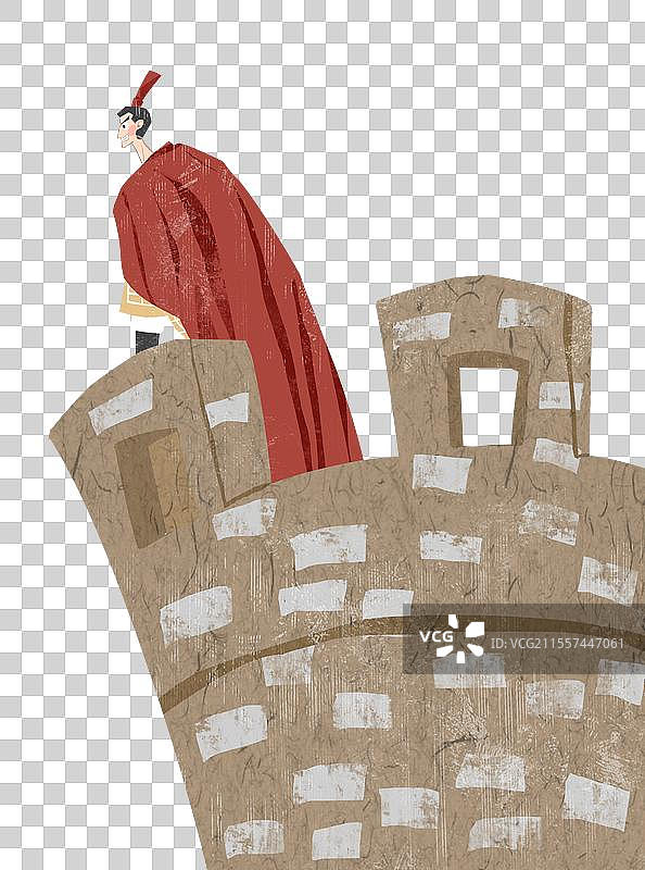 城墙上的将军插画元素图片素材