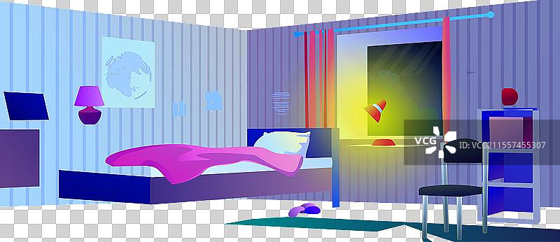 青少年卧室的室内照明图片素材