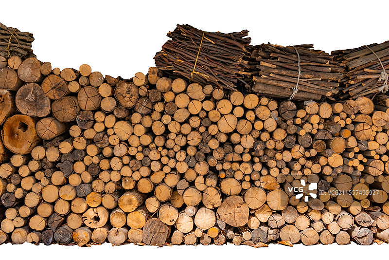 一堆木柴 白色背景图片素材