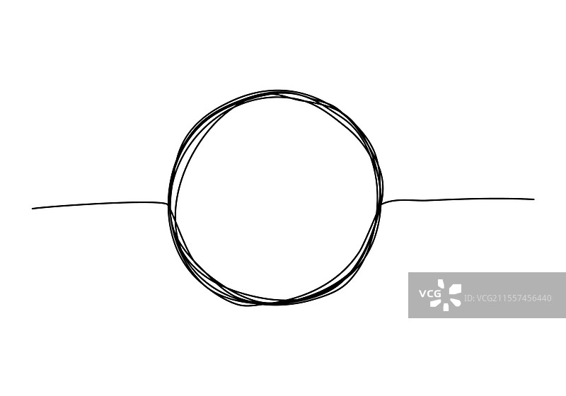 手绘圆形框架，一笔画成图片素材
