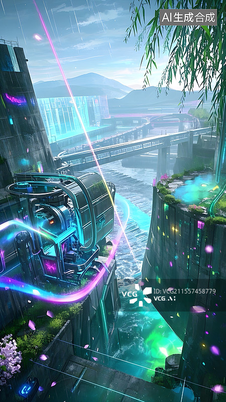 【AI数字艺术】南水北调工程清明结合插画图片素材