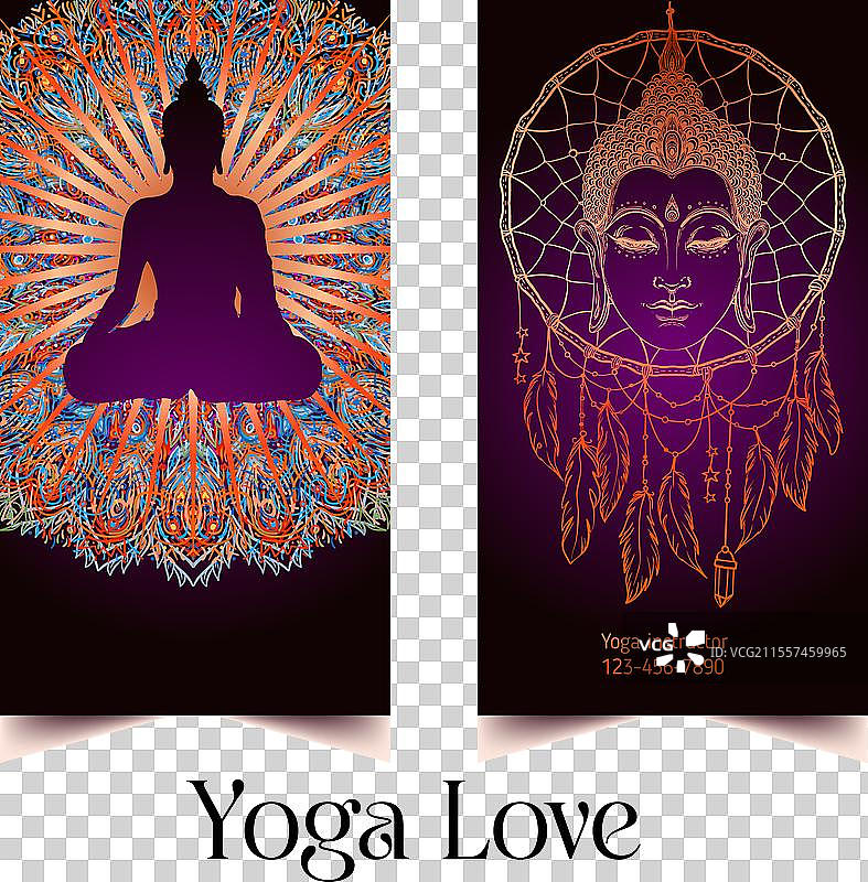 瑜伽卡片传单海报垫设计色彩丰富图片素材