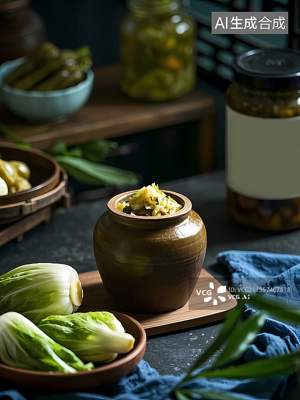 【AI数字艺术】泡菜酸菜食材特写图片素材