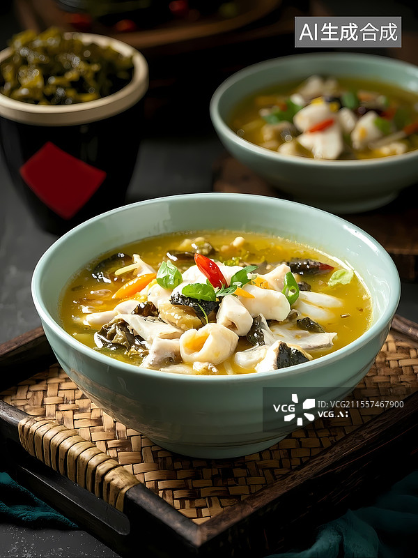 【AI数字艺术】酸菜鱼美食特写图片素材