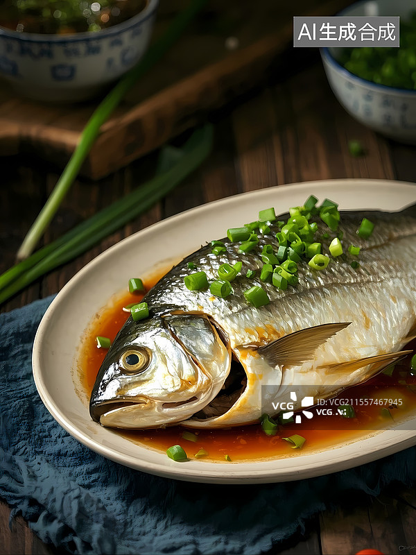 【AI数字艺术】蒸鱼美食特写图片素材