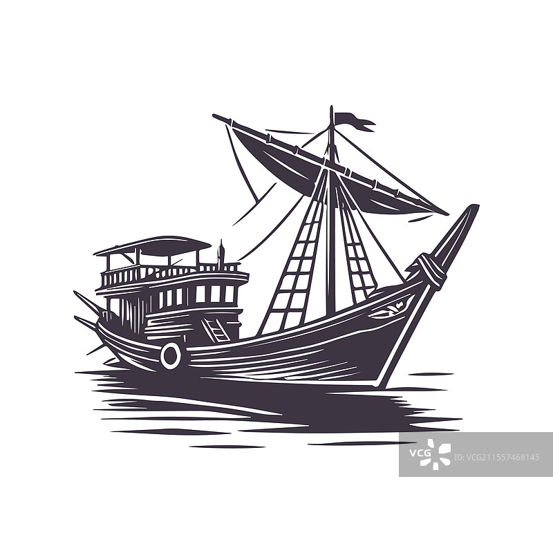 极简主义船只轮廓图形模板图片素材