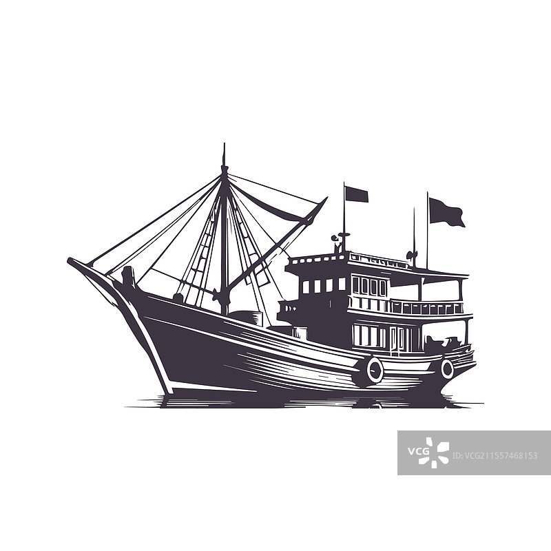 极简主义船只轮廓图形模板图片素材