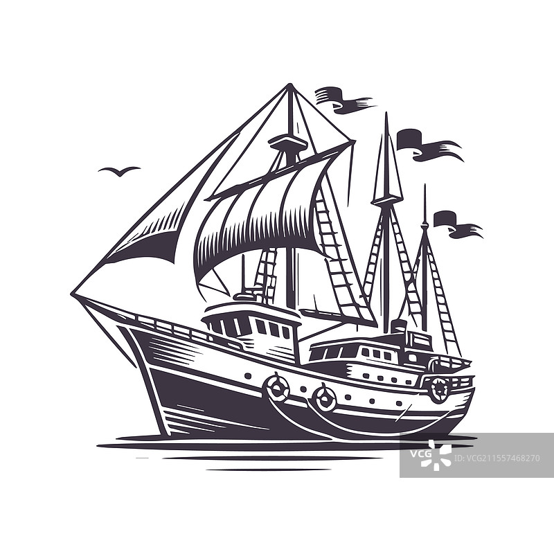 船只轮廓设计模板图片素材