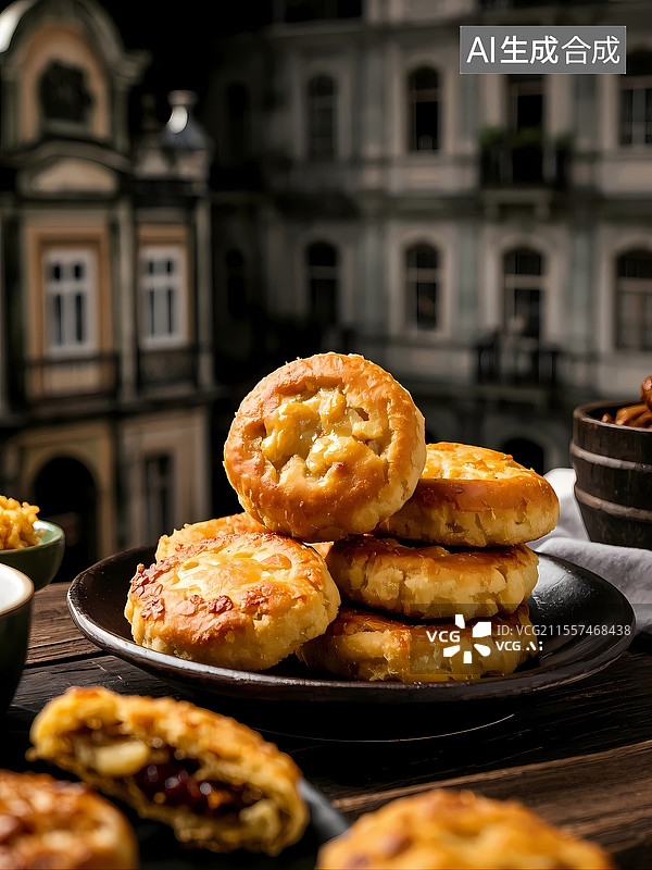 【AI数字艺术】鸡仔饼美食特写图片素材