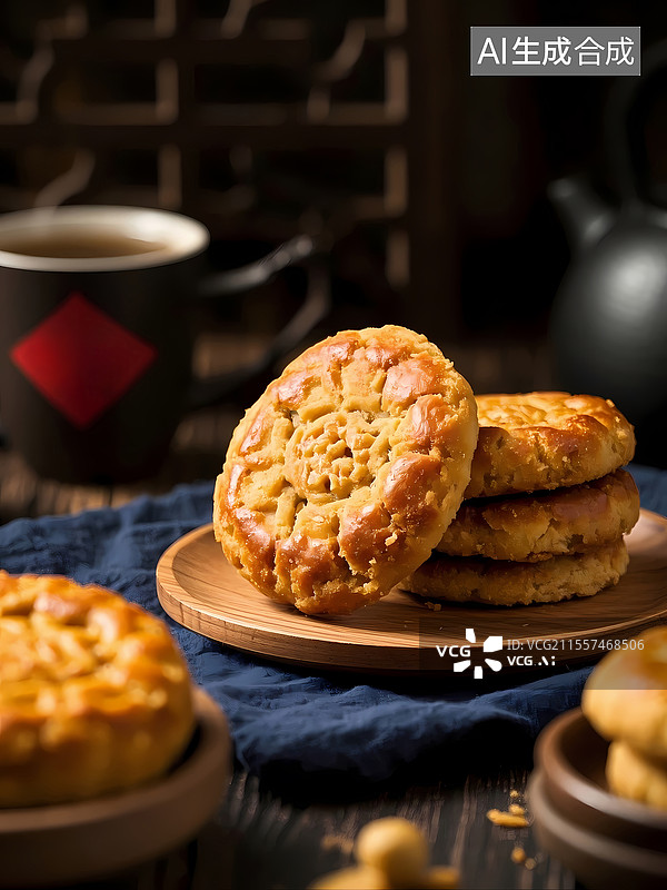 【AI数字艺术】鸡仔饼美食特写图片素材