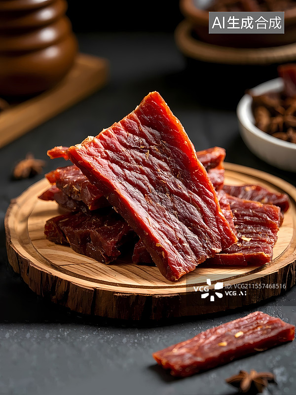 【AI数字艺术】牛肉干美食特写图片素材