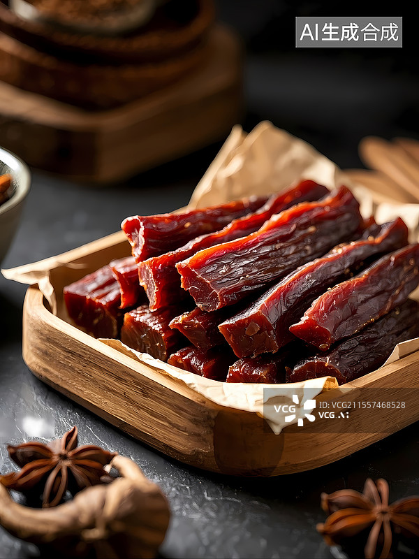 【AI数字艺术】风干牛肉条美食特写图片素材