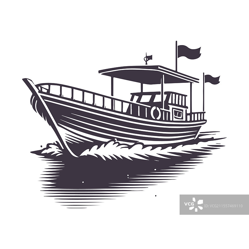 极简主义船只轮廓图形模板图片素材