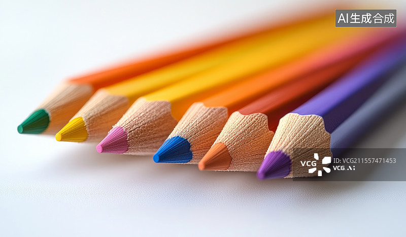 【AI数字艺术】彩色铅笔整齐排列图片素材