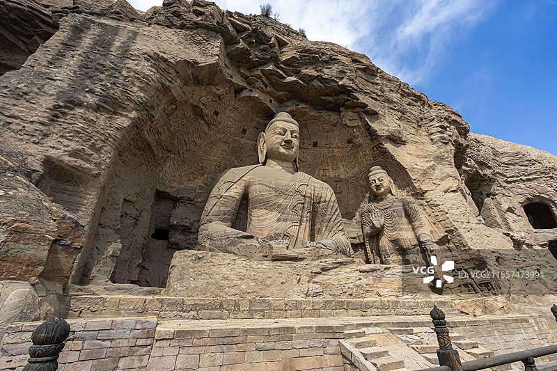 云冈石窟大佛侧面图片素材