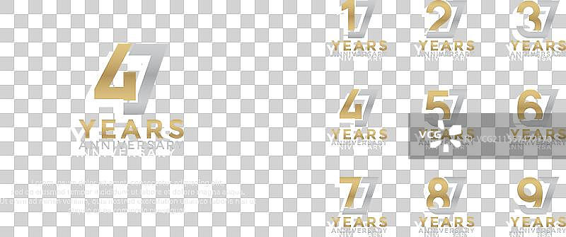 银色和金色的周年纪念标志设计集图片素材