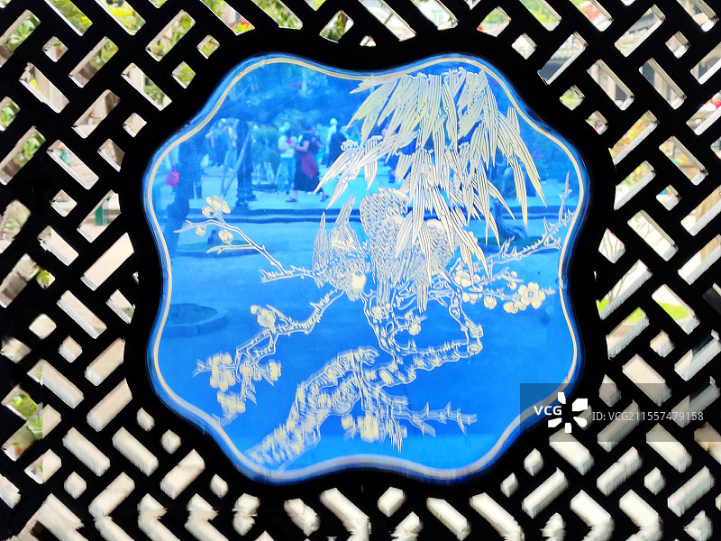 满洲窗玻璃镜画图片素材