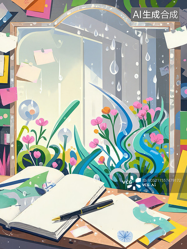 【AI数字艺术】认知迷雾现场：模糊镜子与人格测试报告，数字分身时代的主体性消解危机图片素材