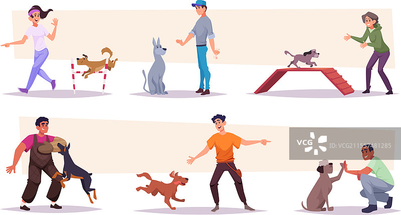 动物训练师为人类和狗提供教学图片素材