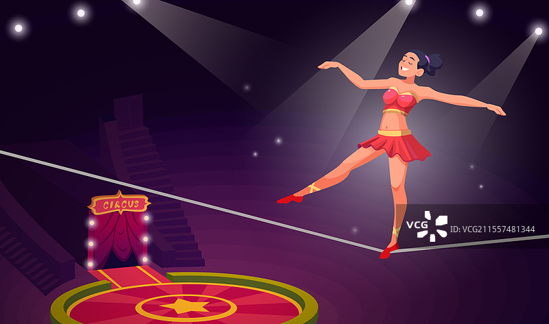 马戏表演中的杂技秀在马戏场地上图片素材