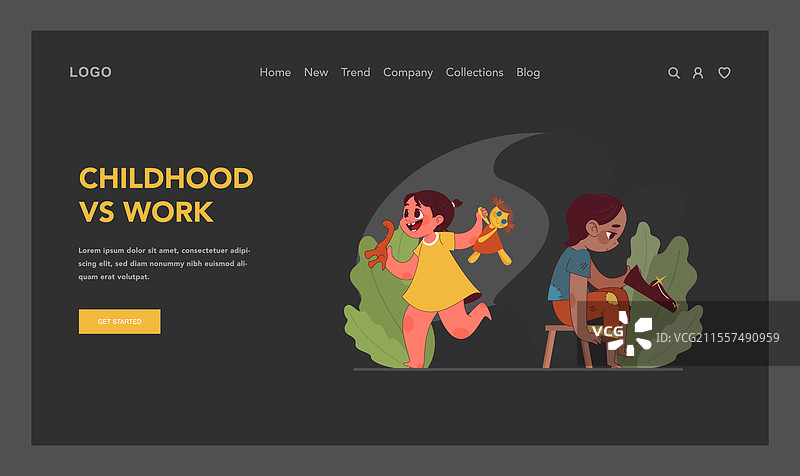 童年与工作的对比平面图图片素材